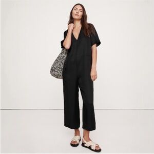 NWT! Banana Republic Black Viscose Linen Wide Leg Jumpsuit 🍐
